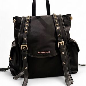 Michael Kors Black and Gold Studded Backpack